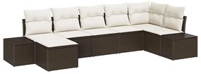 vidaXL Kerti Kanapé Szett párnával 7 pcs Barna polirattan