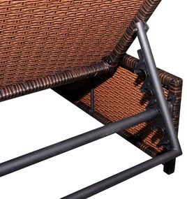 2 db barna polyrattan dönthető kerti szék asztallal
