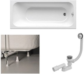 Set slip téglalap alakú fürdőkád Ravak Chrome Slim C721300000, kád szifon Ravak X01377, GPX2240015