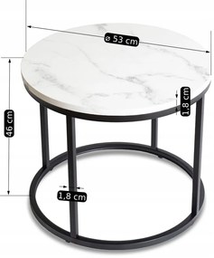 Dohányzóasztal, fehér márvány/fekete CONNY