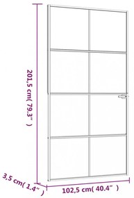 fehér edzett üveg és alumínium vékony beltéri ajtó 102x201,5 cm
