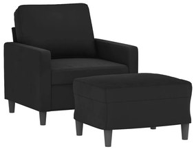 vidaXL fekete bársony kanapéfotel lábtartóval 60 cm