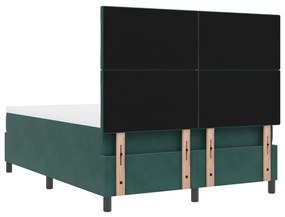 Boxspring Ágy Mattal &amp; LED Sötét Zöld 140x200 cm Bársony