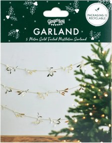 Karácsonyi girland GOLD MISTLETOE 5 m, arany