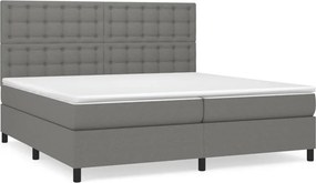 vidaXL sötétszürke szövet rugós ágy matraccal 200 x 200 cm