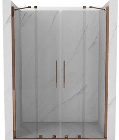 Mexen Velar Duo, nyitható tolóajtó 160x200 cm, 8mm átlátszó üveg, rózsa arany, 871-160-000-02-60