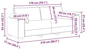 vidaXL Kanapé Krém 219 x 77 x 82 cm szövet
