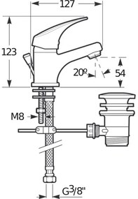 JIKA H3111N10041111 - TALAS 12,3 cm mosdó csaptelep túlfolyóval, króm
