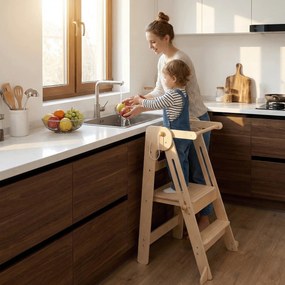 Montessori összecsukható tanulótorony, természetes, URIAN