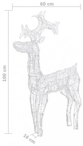 akril karácsonyi rénszarvas dekoráció 90 LED-del 60x16x100 cm