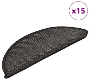 15 db szizál hatású antracitszürke lépcsőszőnyeg 56x17x3 cm