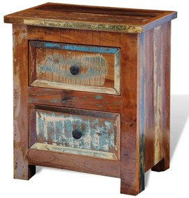 kétfiókos tömör újrahasznosított fa éjjeliszekrény