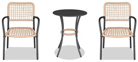 Erkély Bútorszett, Fém + Polyrattan, Bézs. AZ-L1103 NAT