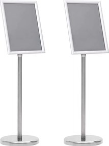 vidaXL Poszter Állványok 2 pcs Ezüst 32,7 x 24 x 108 cm Alumínium