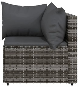 szürke polyrattan kerti sarokkanapé párnákkal