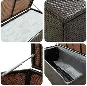 Barna Polyrattan Kerti Tárolóláda 180 X 90 X 70 Cm