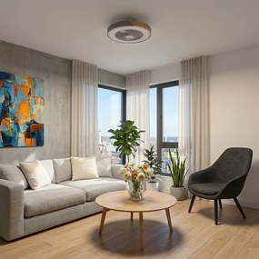 Brilagi - Dimmelhető LED ventilátoros lámpatest LED/38W/230V 50 cm szürke/tölgy + távirányító