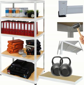 Tárolószekrény fém állvány Helios 213x110x30cm 5Px275kg Tömör