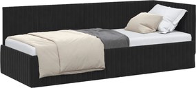 vidaXL Sarokágy keret fejtámlával Fekete 80 cm x 200 cm Bársony
