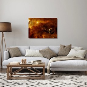 Üveg kép - Bolygók köddel (70x50 cm)
