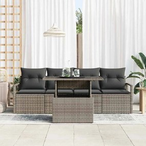Kerti Kanapé Szett tárolóval 5 pcs Szürke Poli rattan