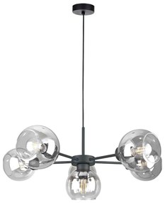 Csillár zsinóron KALIOPE 6xE27/60W/230V fekete/átlátszó