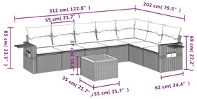 8 részes vegyes bézs polyrattan kerti ülőgarnitúra párnákkal