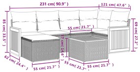 7 részes szürke polyrattan kerti ülőgarnitúra párnákkal