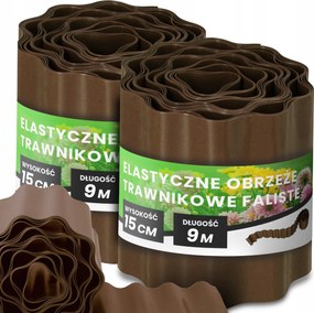 Gyepszegély 15 cm 18 m Kerti Hullámos Paliszád Border Barna Us-t