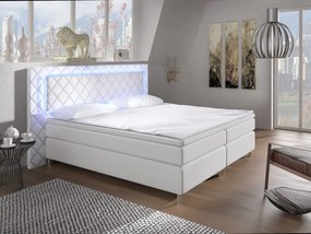 Boxspring Franciaágy 160 cm Piper (fehér) (matracokkal). 611049