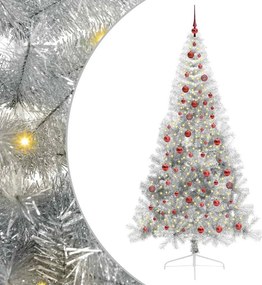 vidaXL Mesterséges, előre világított karácsonyi fa Ezüst 210 cm PET