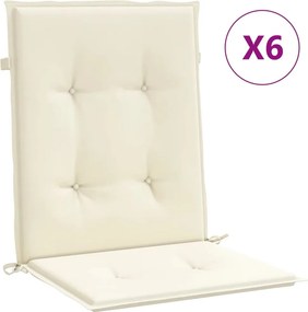 vidaXL 6 db krémszínű oxford szövet háttámlás székpárna 100x50x3 cm