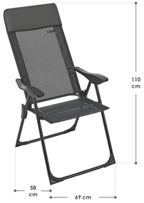 Torri kempingszék (2 db) állítható háttámlával - antracit