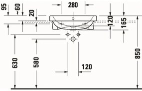 Duravit 24035500002 - Süllyesztett mosdó D-CODE 55x45,5 cm kerámia/fényes fehér
