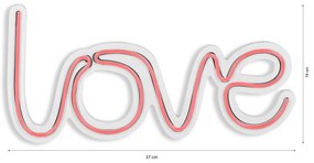 Műanyag LED-es fali dekoráció, Love - Pink