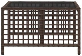 3 részes barna polyrattan kerti sarokkanapészett párnával