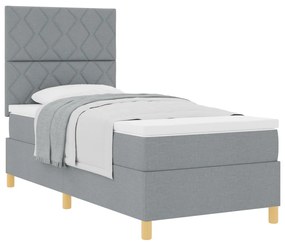 Box Spring Ágy Matraccal Világosszürke Egyszemélyes Ágy Szövet
