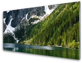 Fali üvegkép Lake Forest Hegyi táj 100x50 cm