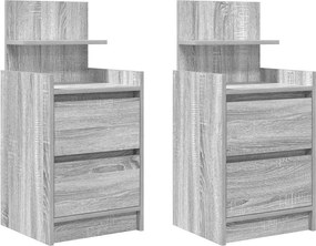 vidaXL 2 db szürke sonoma színű éjjeliszekrények 2 fiókkal 38x34x80 cm