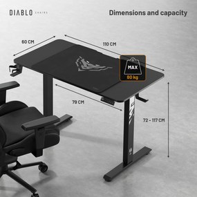 Diablo X-Tensio 1100 állítható magasságú íróasztal fekete
