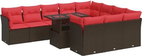 vidaXL 11 részes barna polyrattan akácfa kerti ülőgarnitúra párnákkal