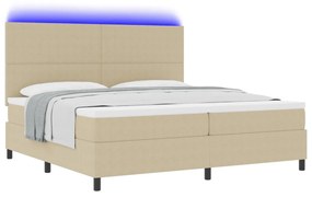 Boxspring Ágy Matraccal és LED Fénnyel Zöld Szürke 200x200 cm Kordbársony