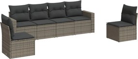 vidaXL 6 részes szürke polyrattan kerti ülőgarnitúra párnákkal