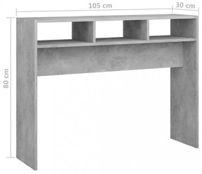 betonszürke szerelt fa tálalóasztal 105 x 30 x 80 cm