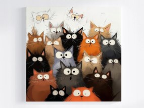 Canvas Vászonkép Őrült Vicces Rémült Macskák Rajzfilm 80x80