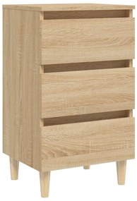 Tölgyszínű éjjeliszekrény tömör fa lábakkal 40 x 35 x 69 cm