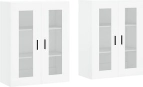 vidaXL 2 db fehér szerelt fa falra szerelhető szekrény