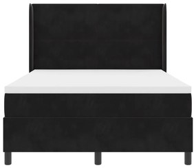 Boxspring Ágy Matrac &amp; LED Fekete 140x200 cm Bársony