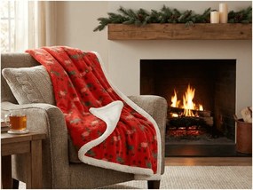 Sherpa pléd mikroplüssből BUFFALO DEER piros Méret: 150 x 200 cm