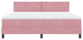 Boxspring Ágy Matraccal Rózsaszín Szuper King Bársony